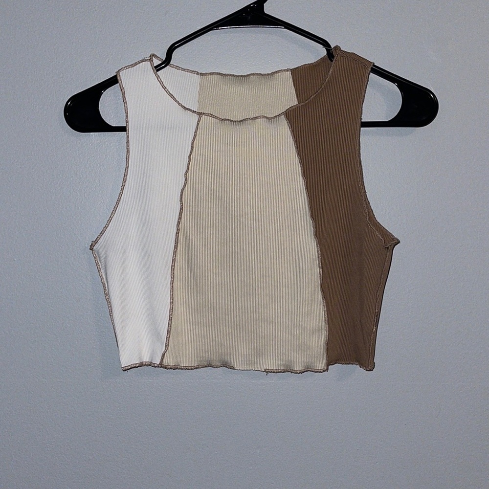 Inside out hem crop top different shades of brown size small from forever 21